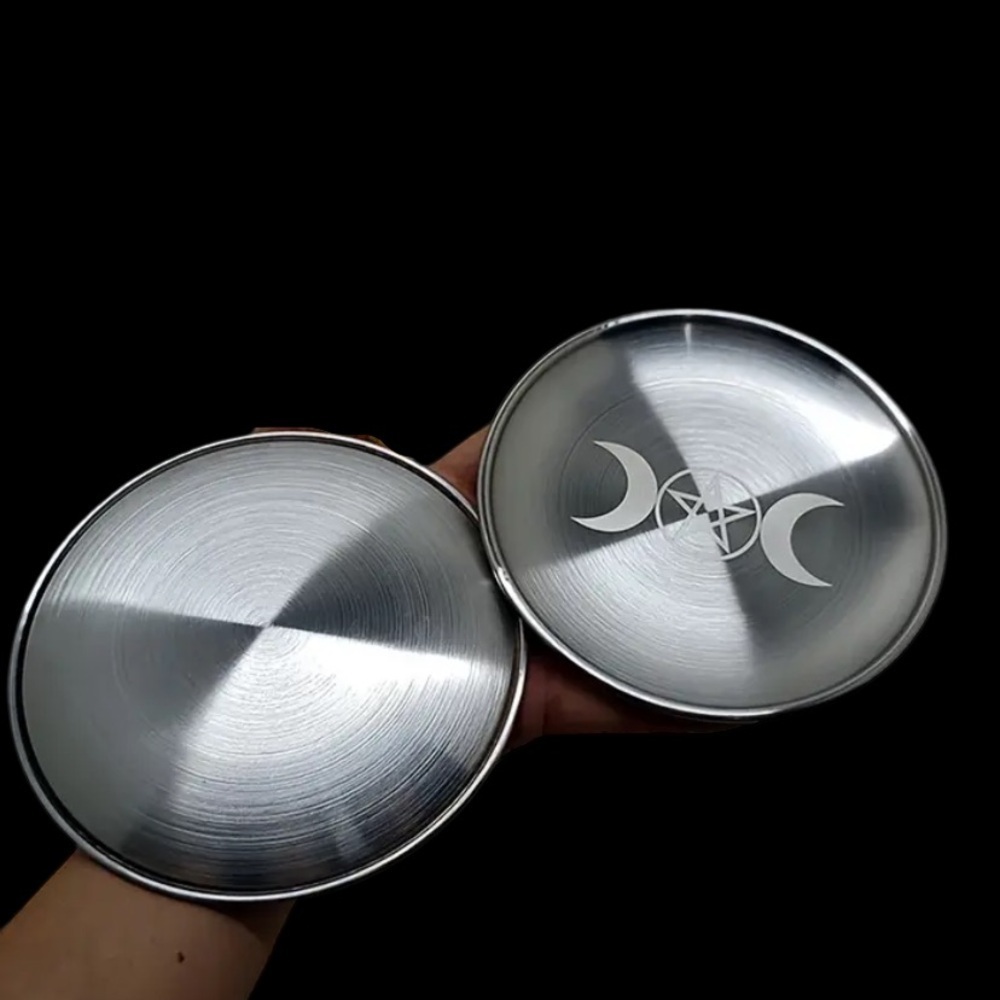 Double Crescent moon steel silver tone dish 5.51inch
